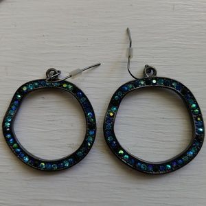 Charter Club blue and green Crystal hoop earrings